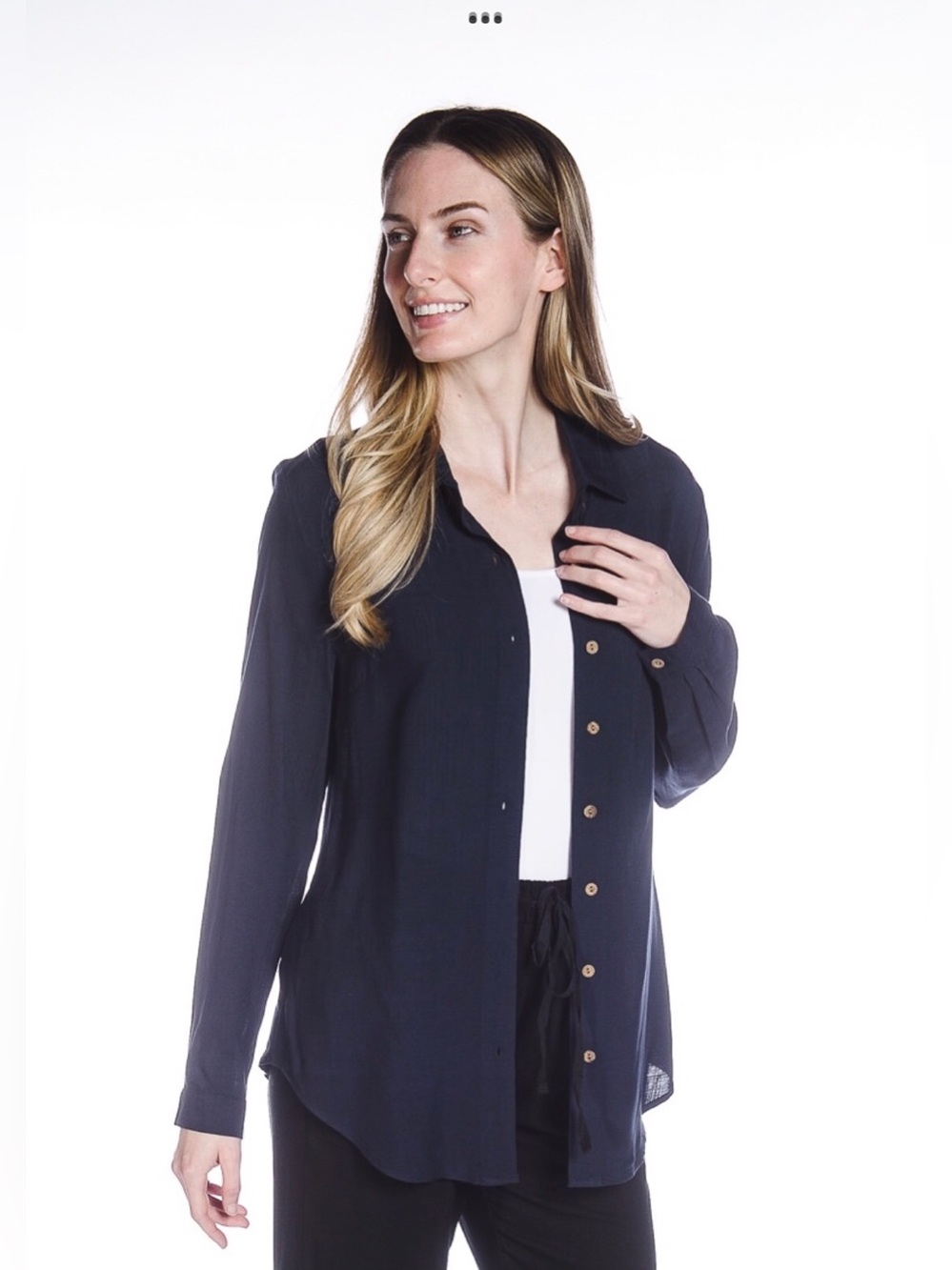 DKR Apparel Button Up Shirt with Back Pleat Detail-Navy